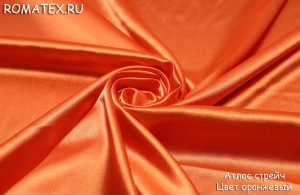 Ткань атлас стрейч цвет оранжевый