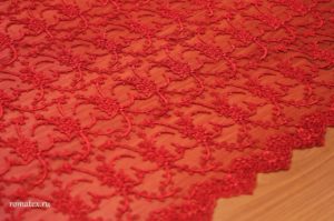 Ткань плотное кружево декор цвет красный