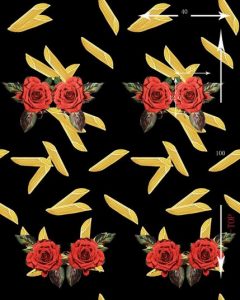 Ткань для пляжного платья Шифон микровискоза Розы/макароны
