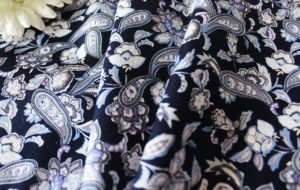 Ткань для рубашек Поплин Пейсли цвет темно-синий