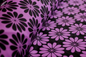 Ткань для пиджака Жаккард «Ромашки» цвет фиолетовый