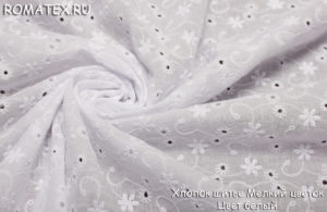 Ткань хлопок шитье мелкий цветок цвет белый