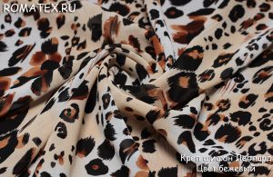 Ткань креп-шифон леопард цвет бежевый
